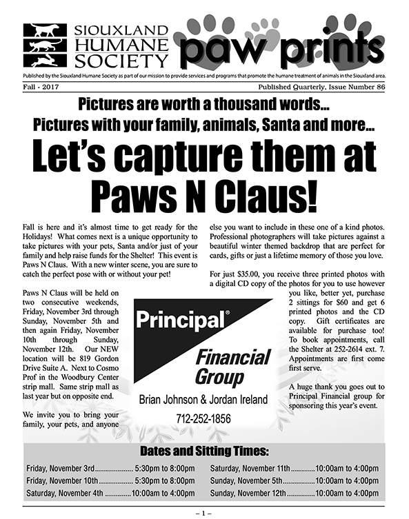 Pawprints Newsletter Fall 2017