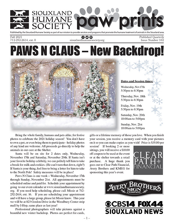 Pawprints Newsletter Fall 2021