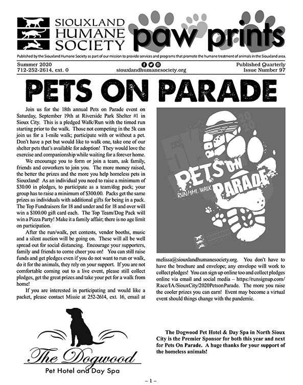 Pawprints Newsletter Summer 2020