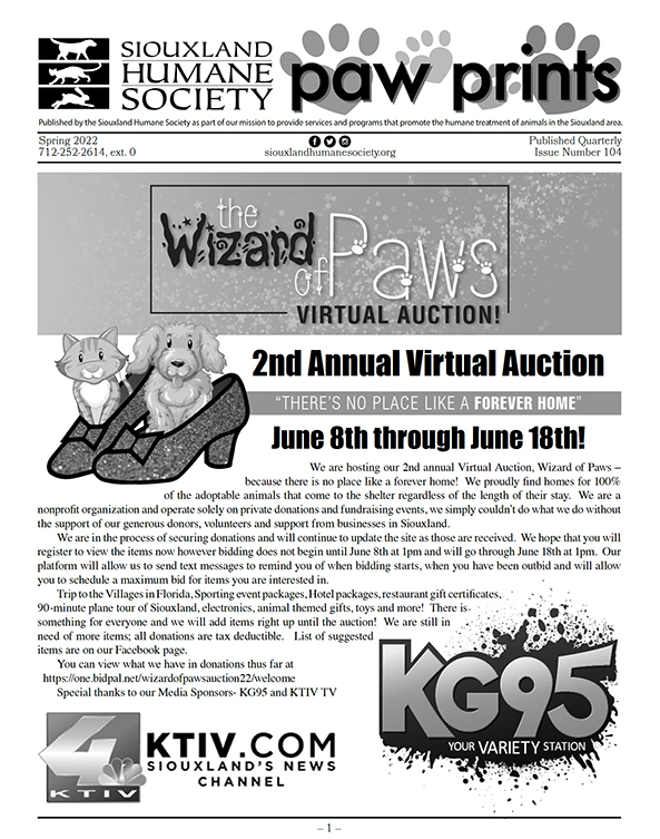 Pawprints Newsletter Spring 2022