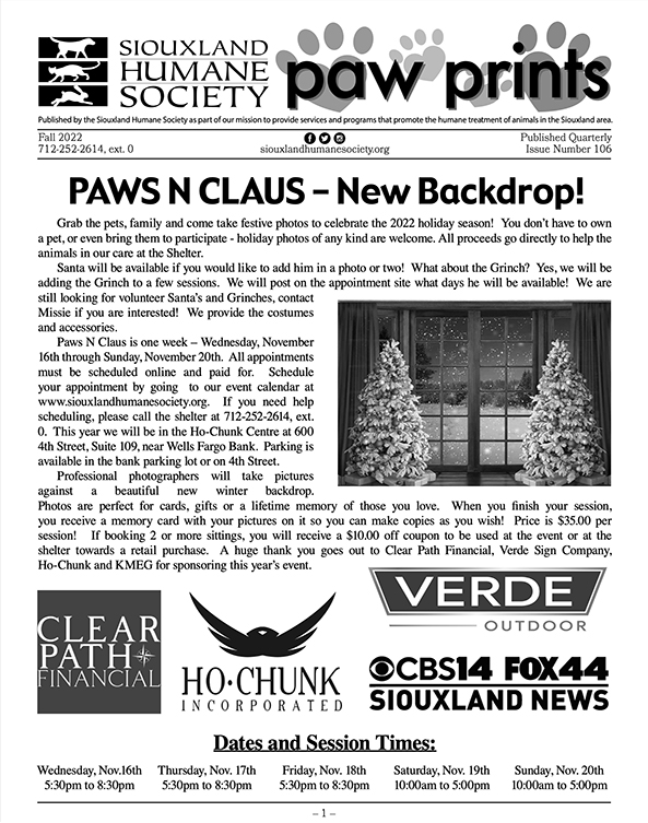 Pawprints Newsletter Fall 2022