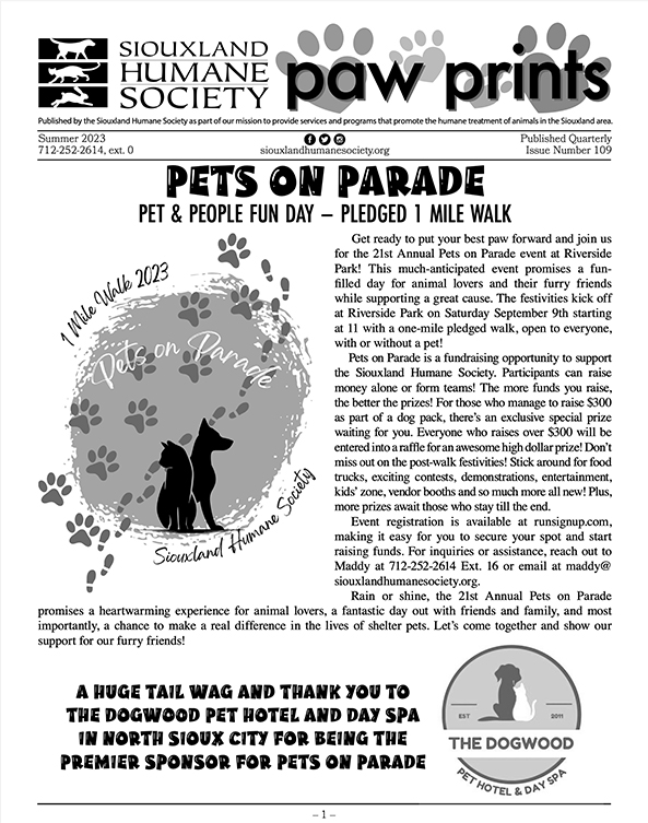 Pawprints Newsletter Summer 2023